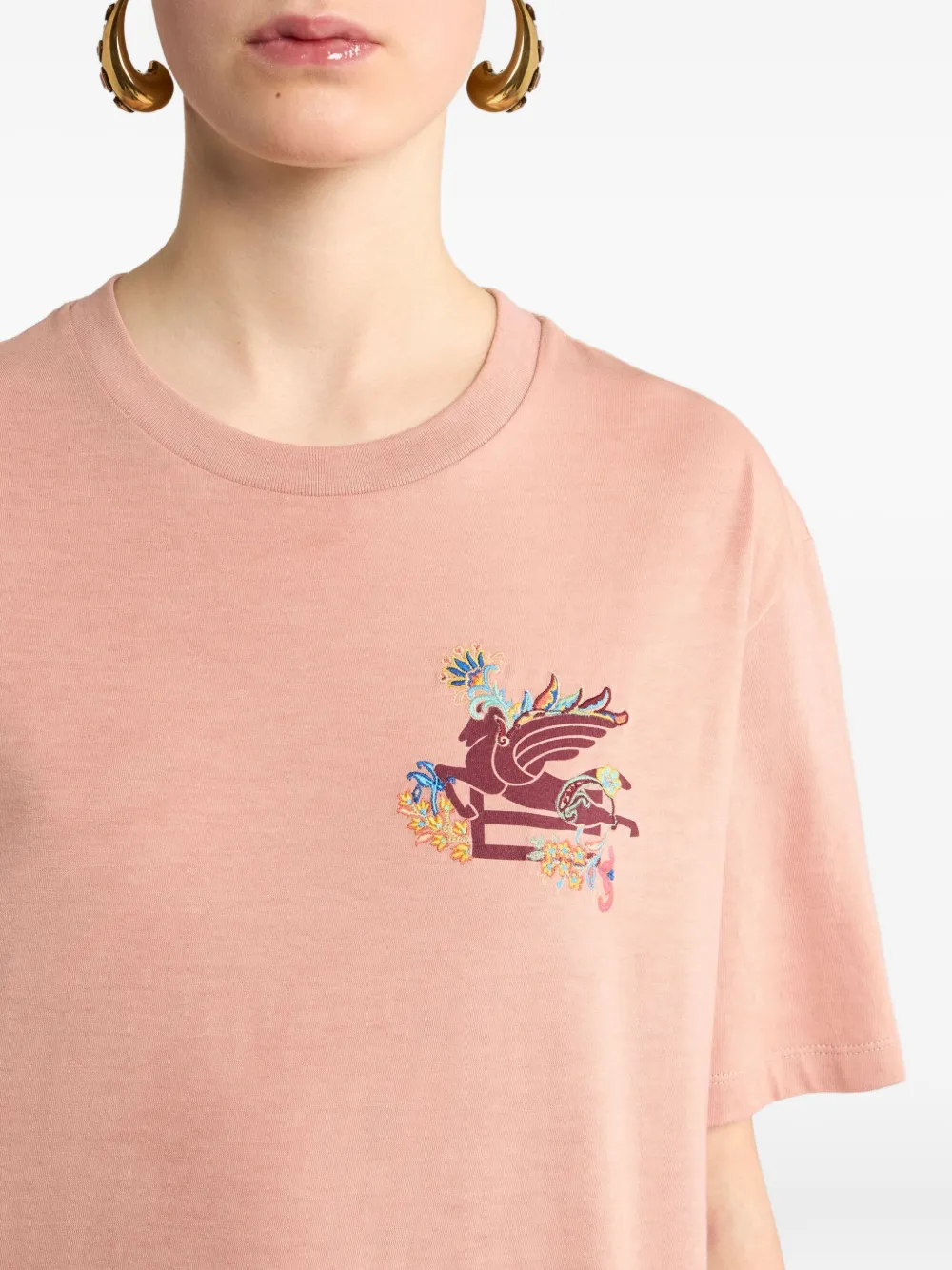 ETRO T-shirt met Pegaso-patroon Roze