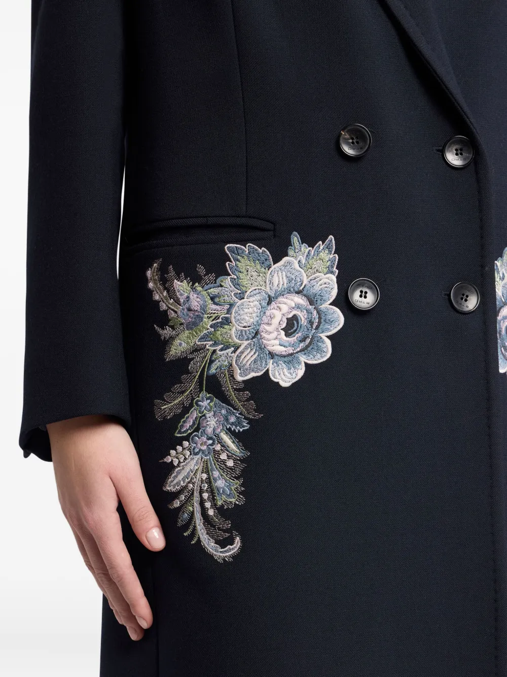 ETRO Jas met dubbele rij knopen en borduurwerk Blauw