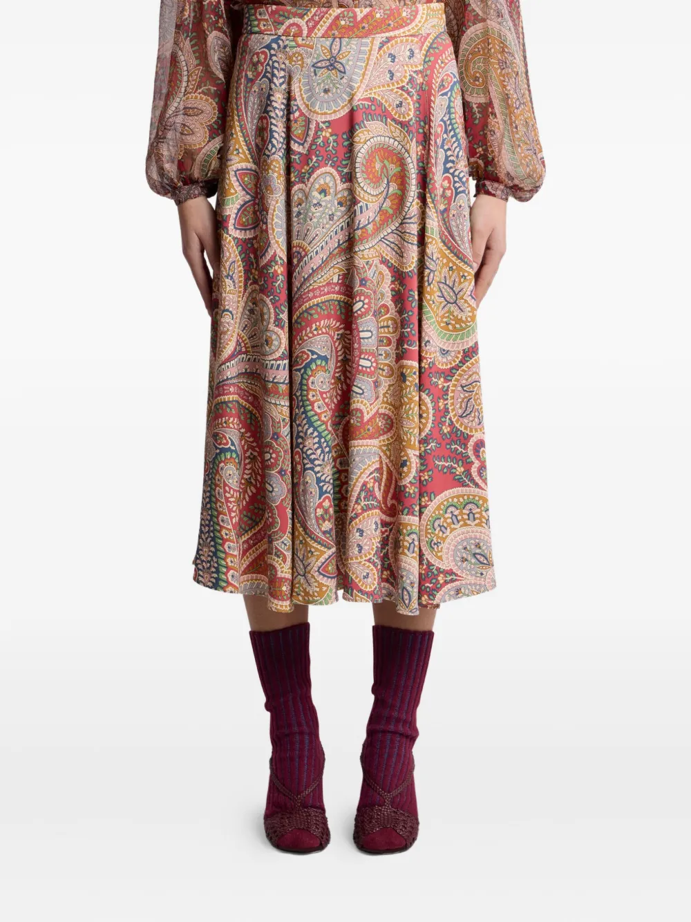 ETRO Midi-rok met paisley-print Rood