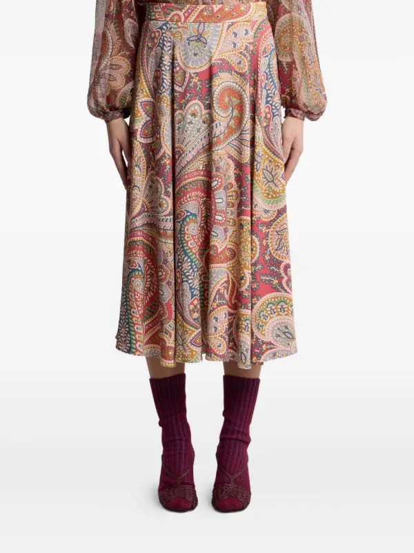 ETRO paisley-print Midi Skirt | Red | FARFETCH