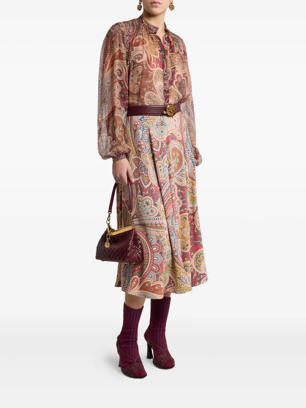 ETRO Midi-rok met paisley-print Rood