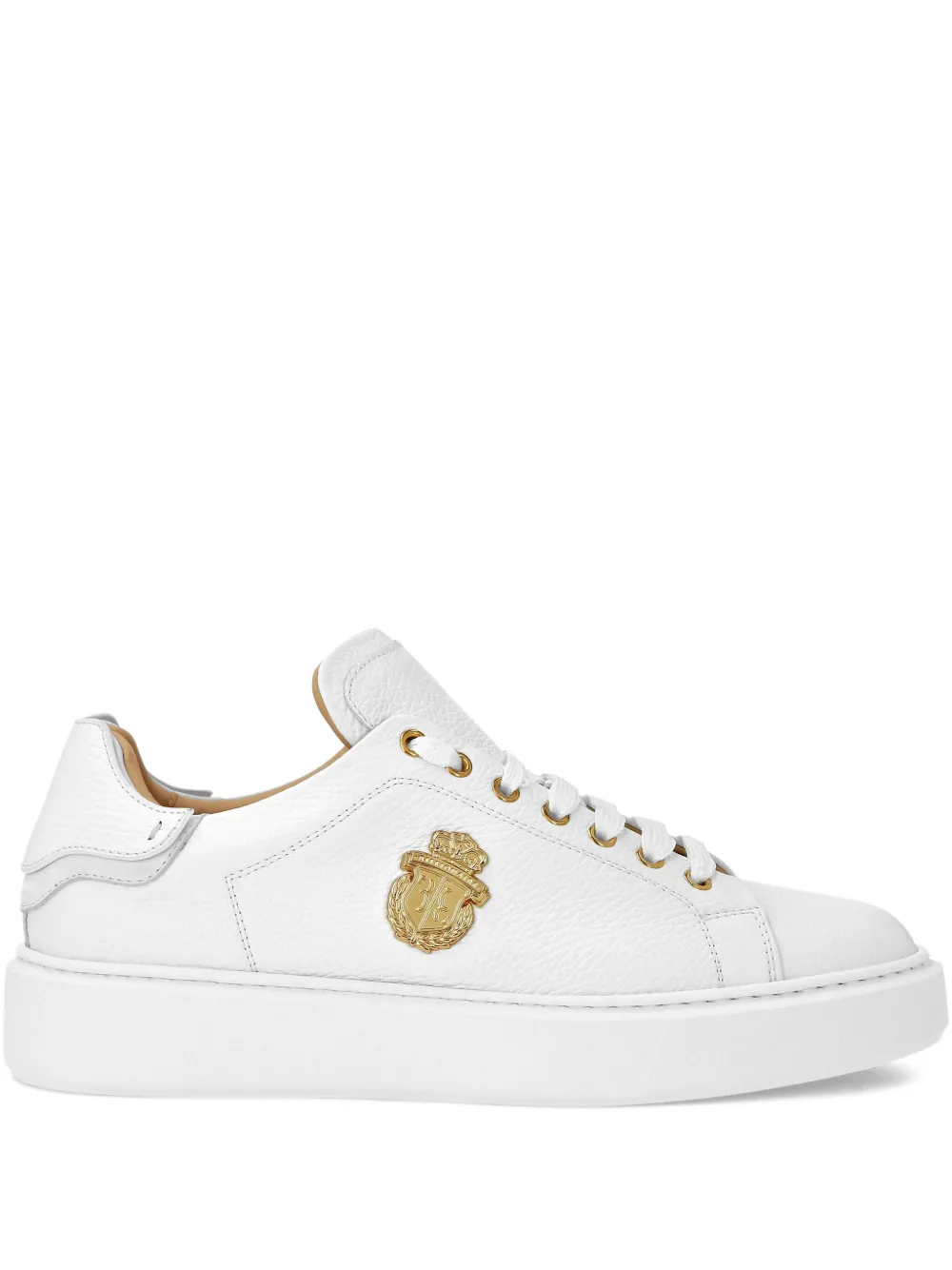 Billionaire embossed-logo leather sneakers White
