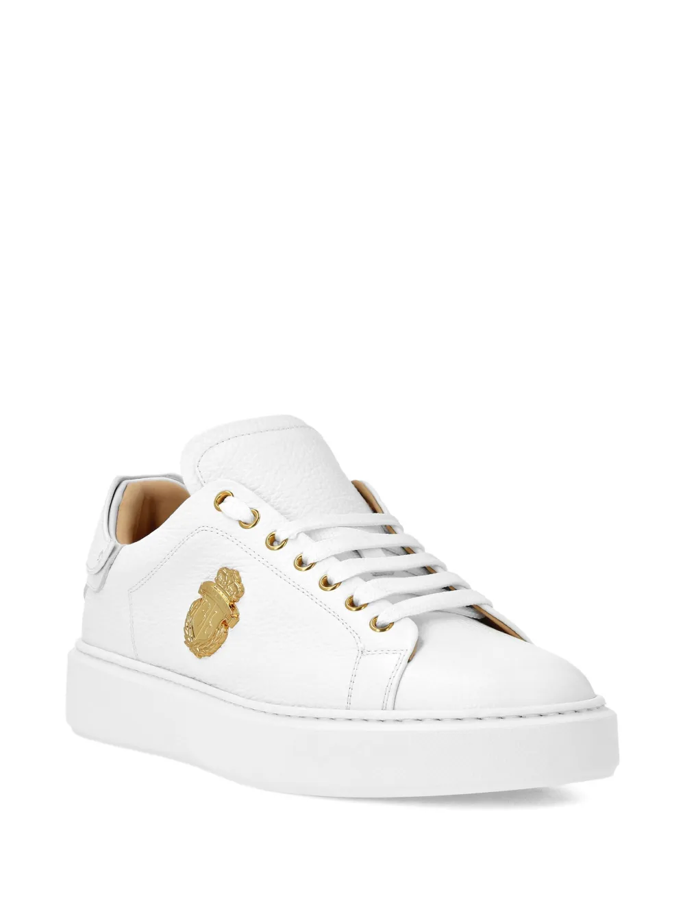 Billionaire embossed-logo leather sneakers White