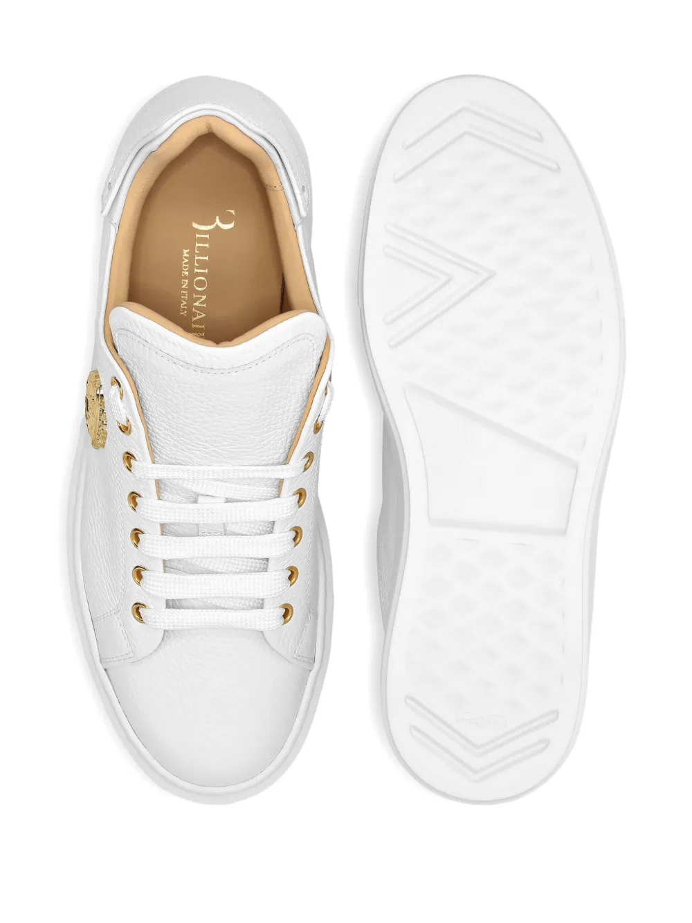 Billionaire embossed-logo leather sneakers White