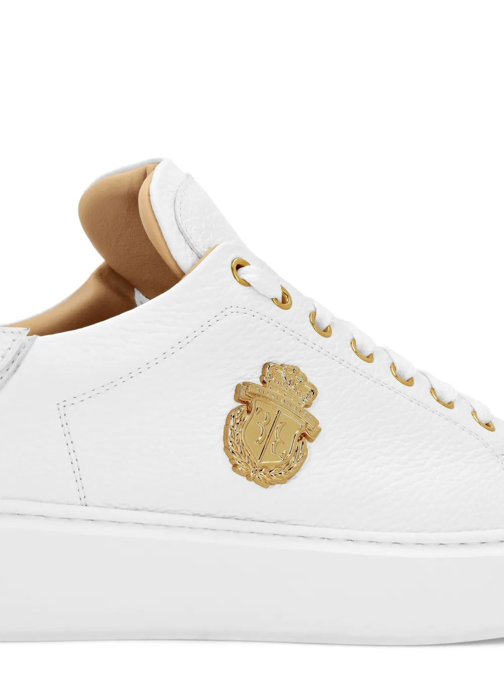 Billionaire embossed-logo leather sneakers White