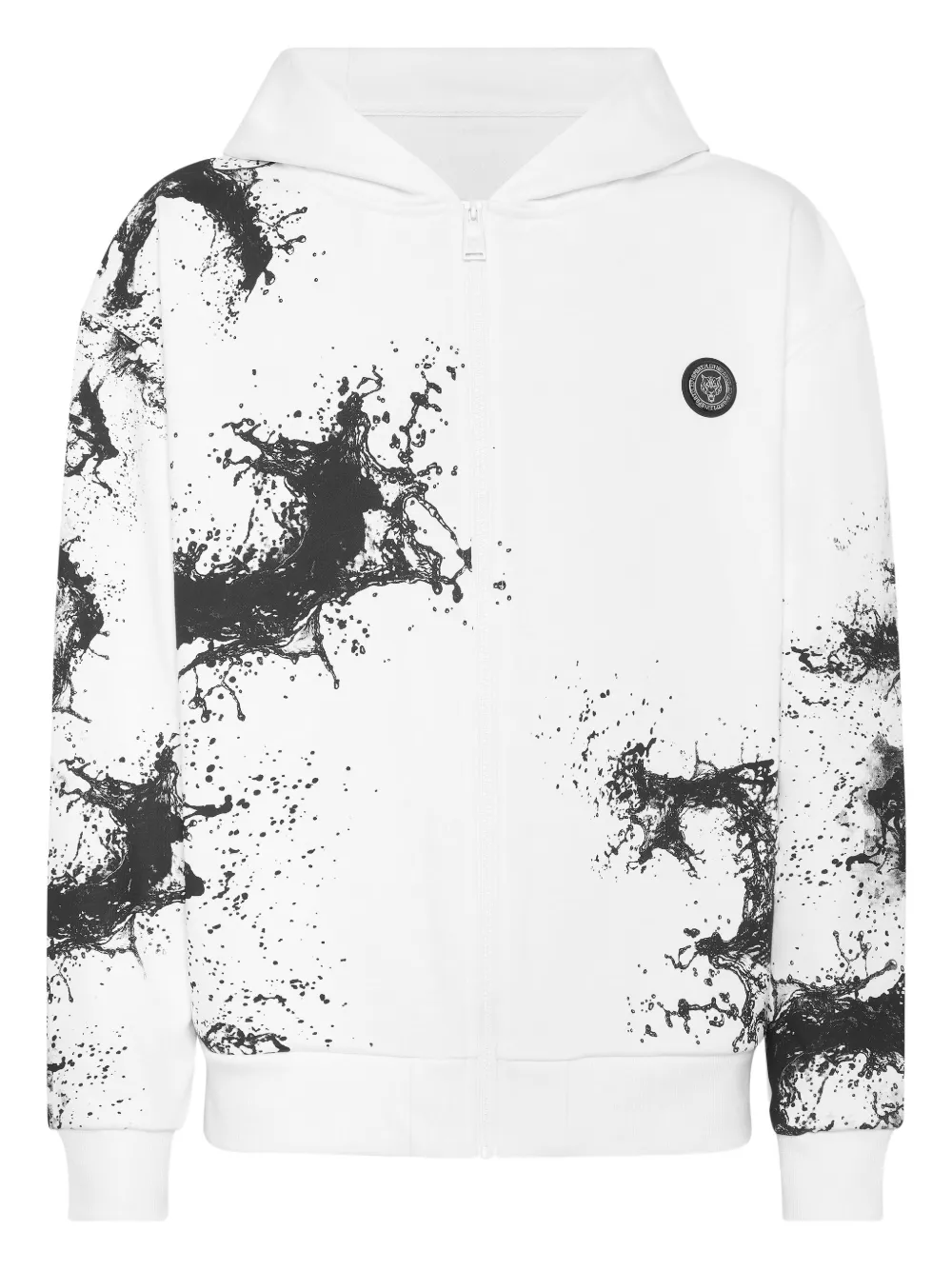 Plein Sport Splash-print zip hoodie - White