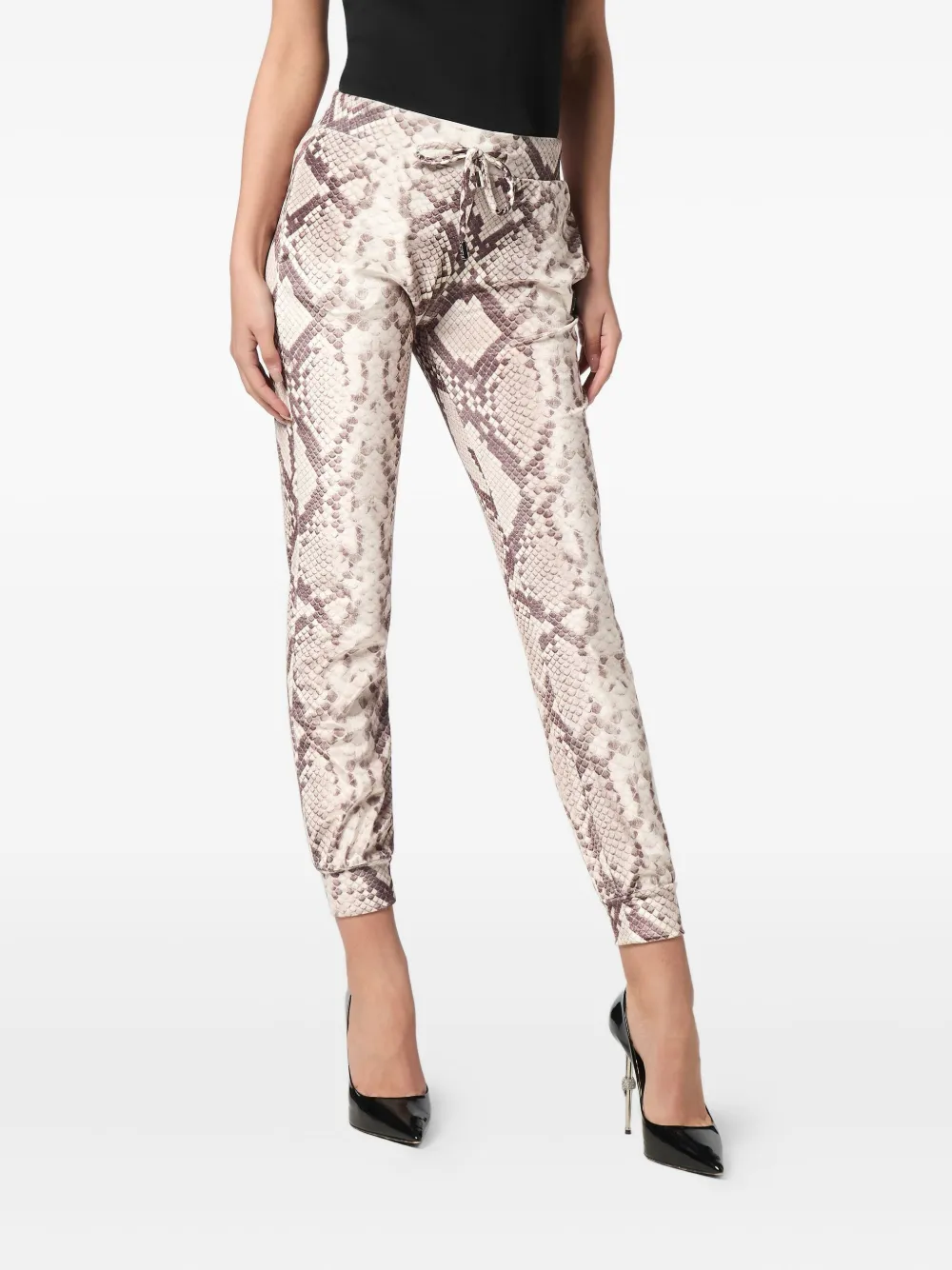 Philipp Plein python-print drawstring trousers Bruin