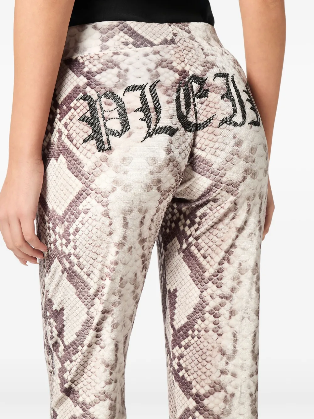 Philipp Plein python-print drawstring trousers Bruin