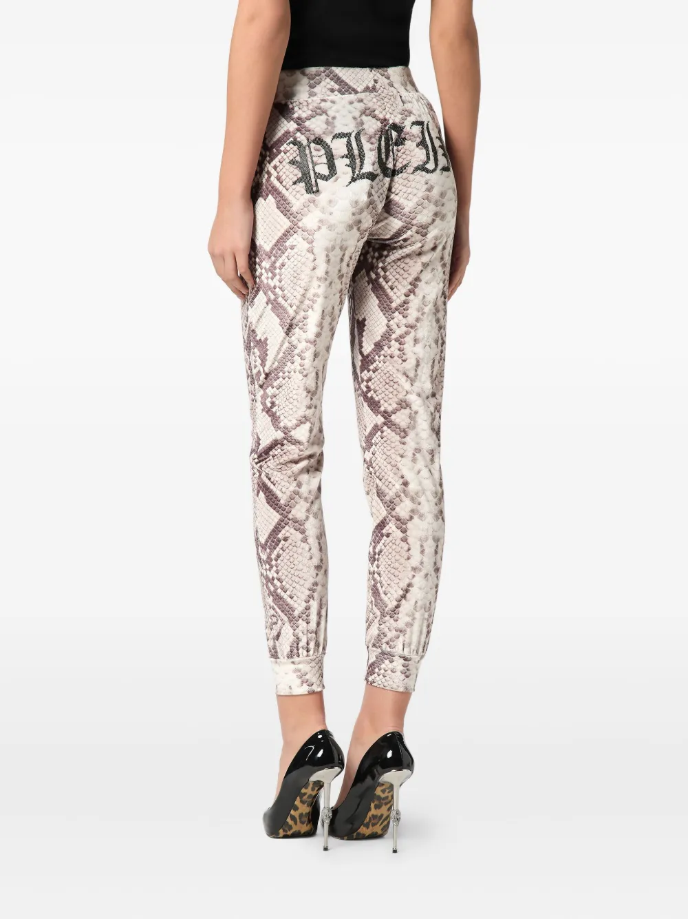 Philipp Plein python-print drawstring trousers Bruin