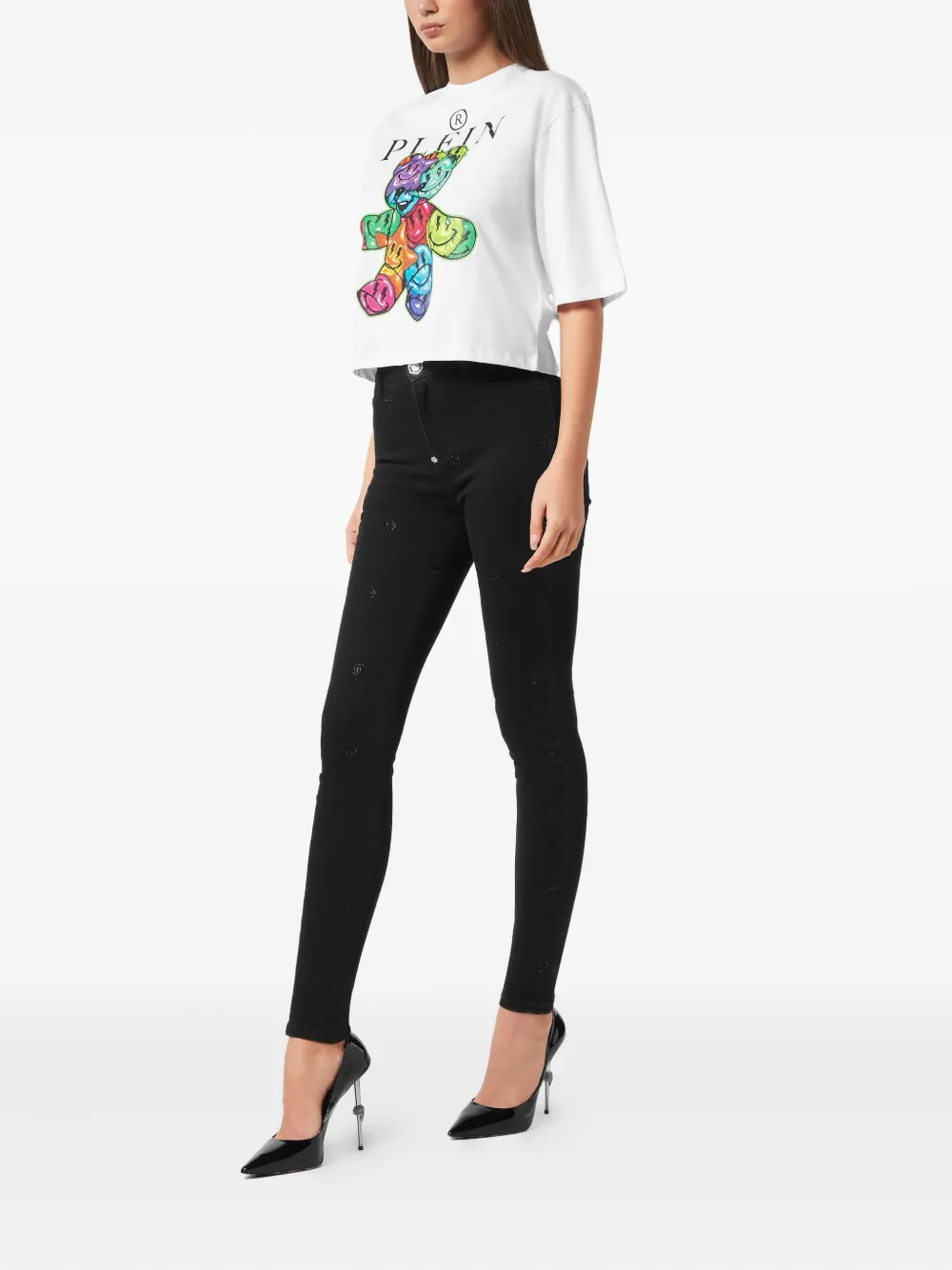 Philipp Plein Teddy cropped T-shirt Wit