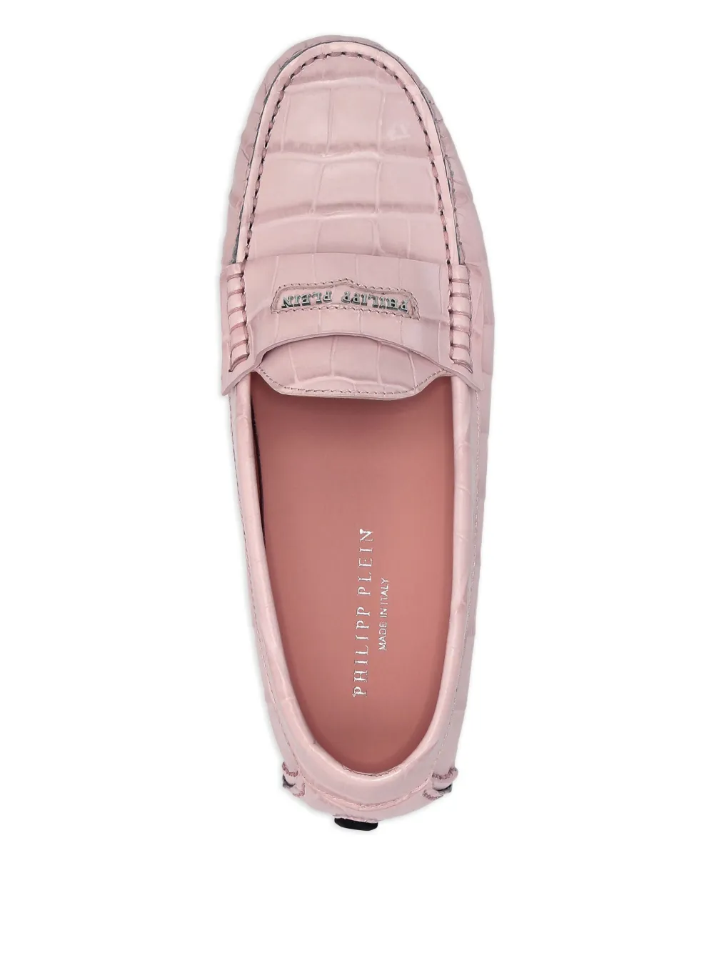 Philipp Plein Crocodile-embossed Loafers In Pink