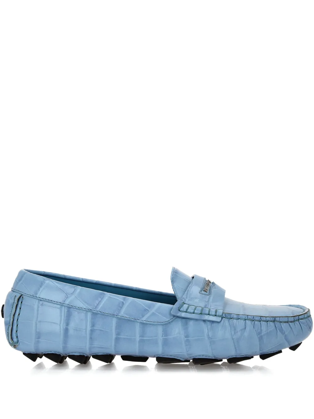 Philipp Plein Crocodile-embossed Loafers In Blue