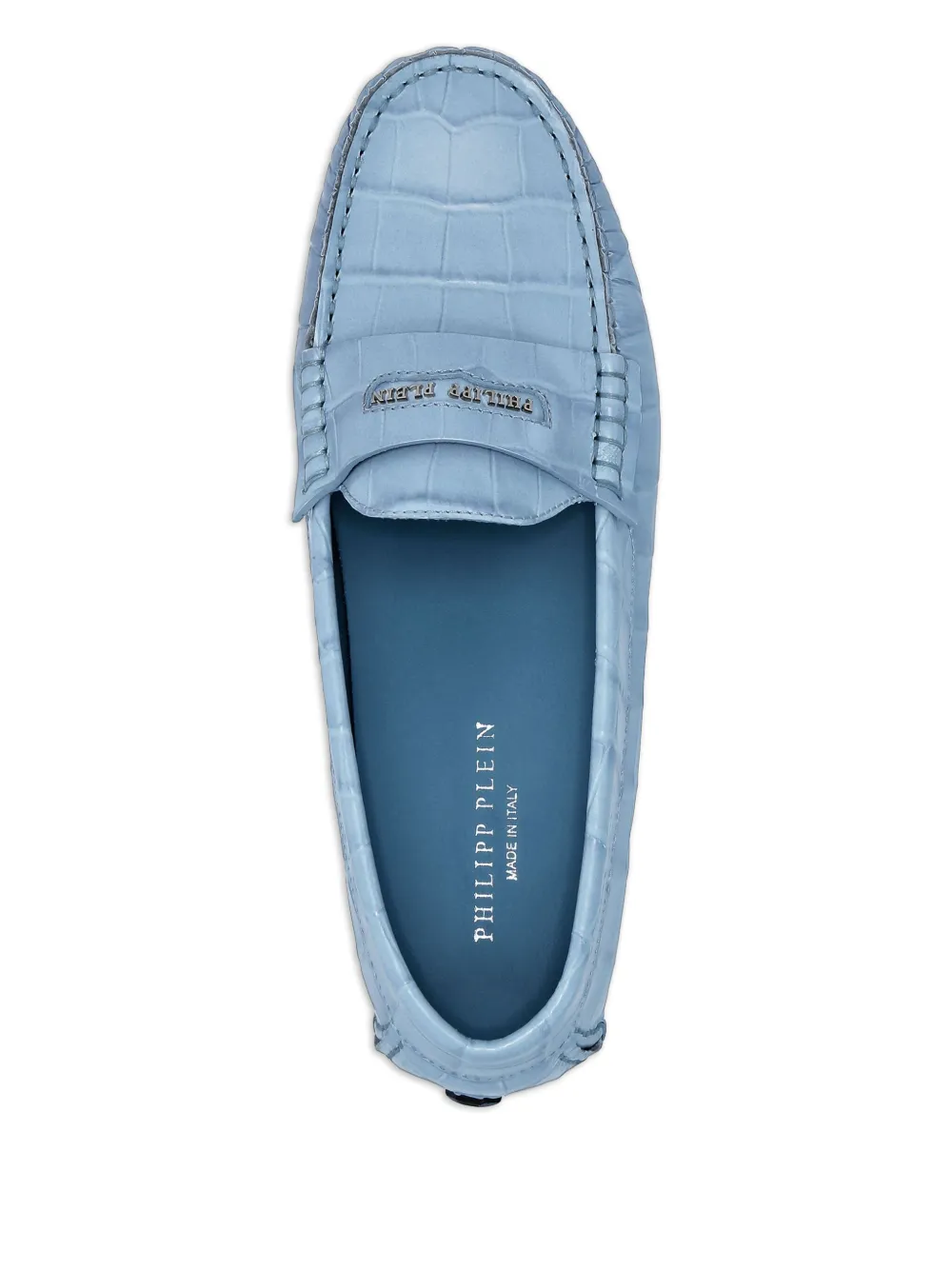 Philipp Plein Crocodile-embossed Loafers In Blue