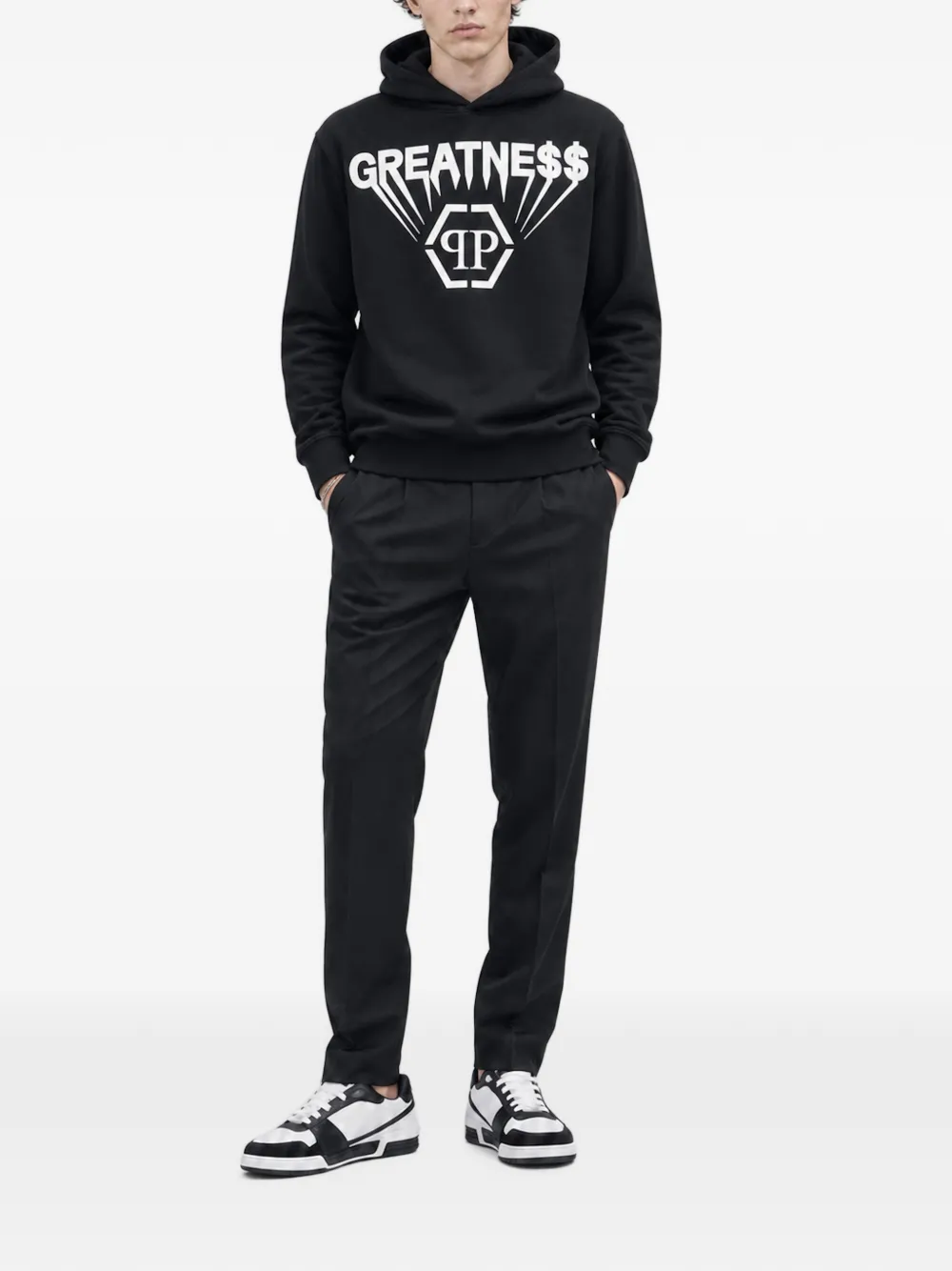 Philipp Plein Greatness fleece hoodie met print Zwart