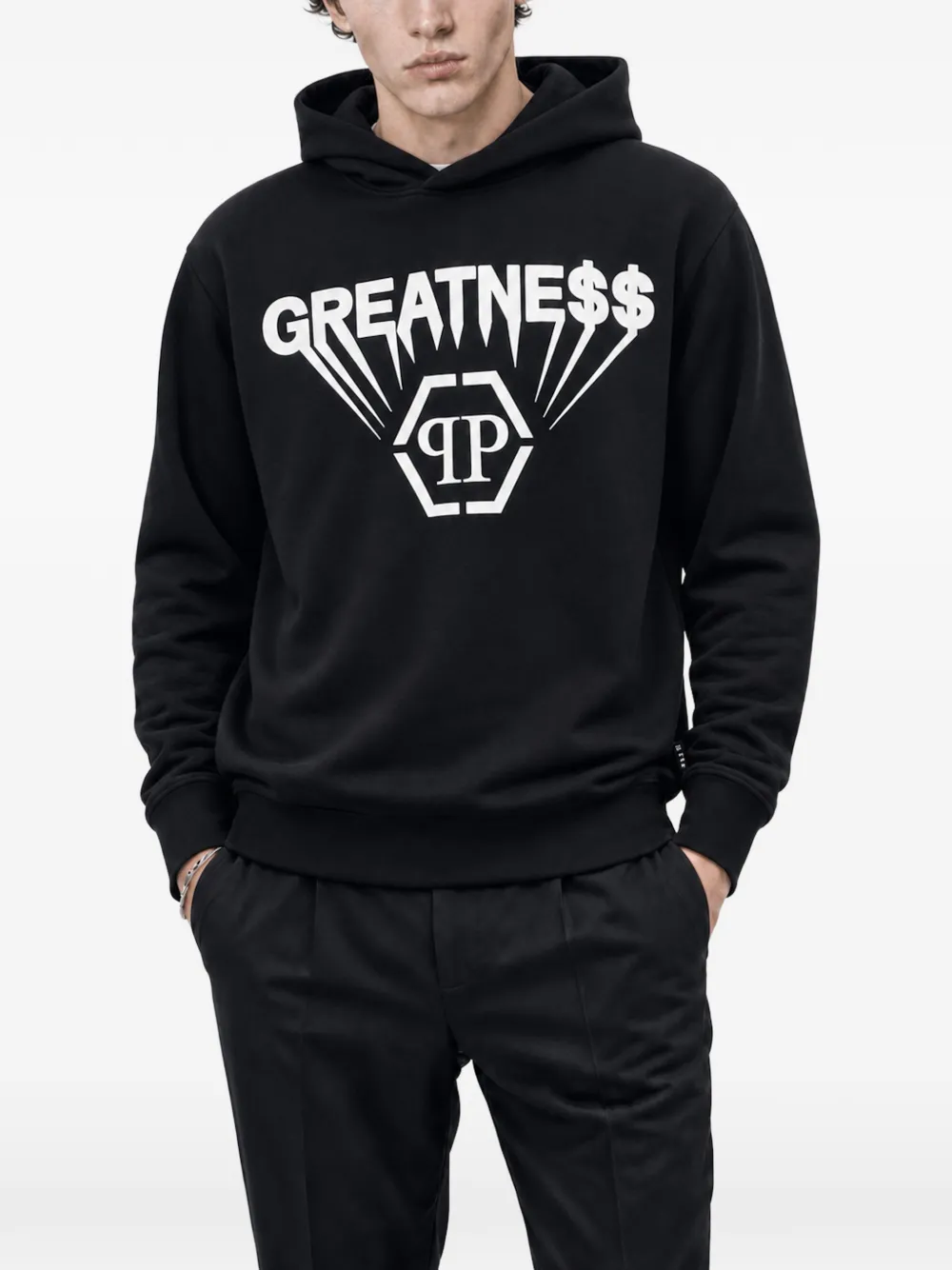Philipp Plein Greatness fleece hoodie met print Zwart
