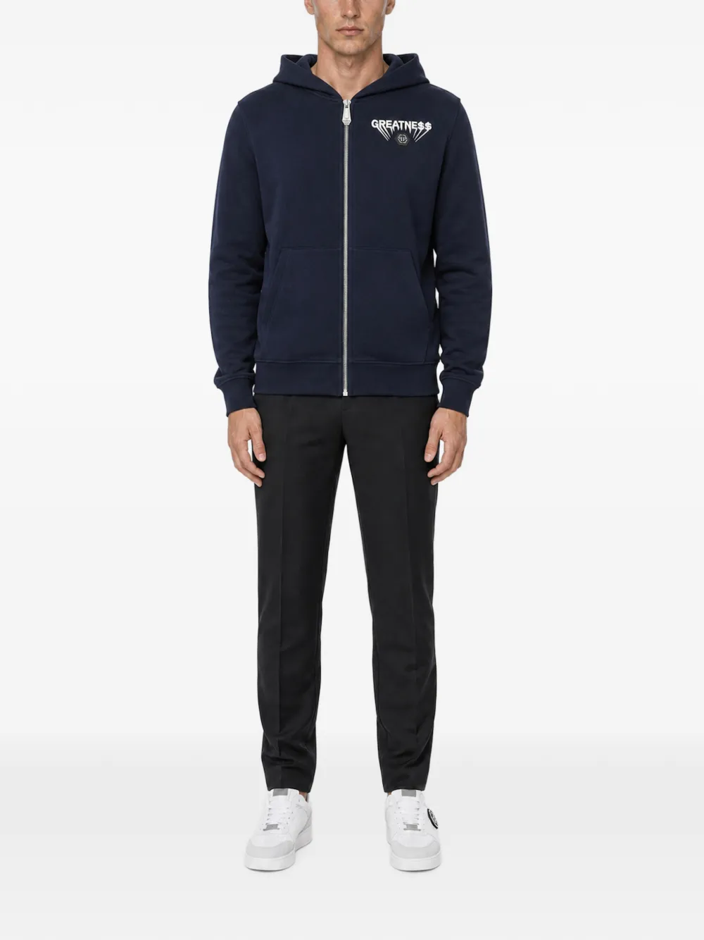 Philipp Plein Greatness fleece hoodie met rits Blauw