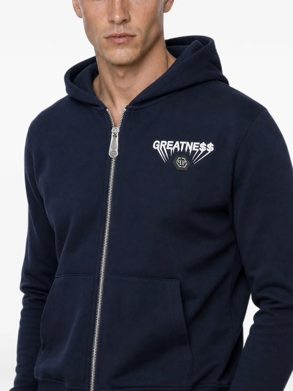 Philipp Plein Greatness fleece hoodie met rits Blauw
