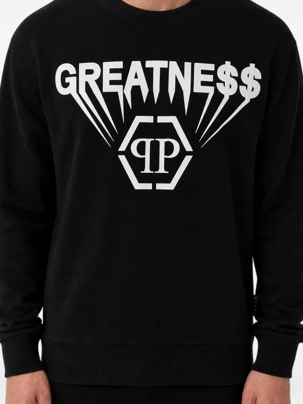 Philipp Plein Fleece sweater met ronde hals en print Zwart
