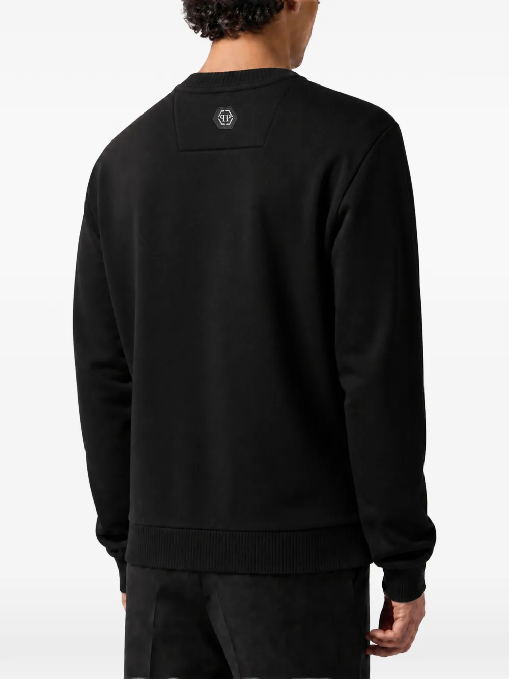 Philipp Plein Fleece sweater met ronde hals en print Zwart
