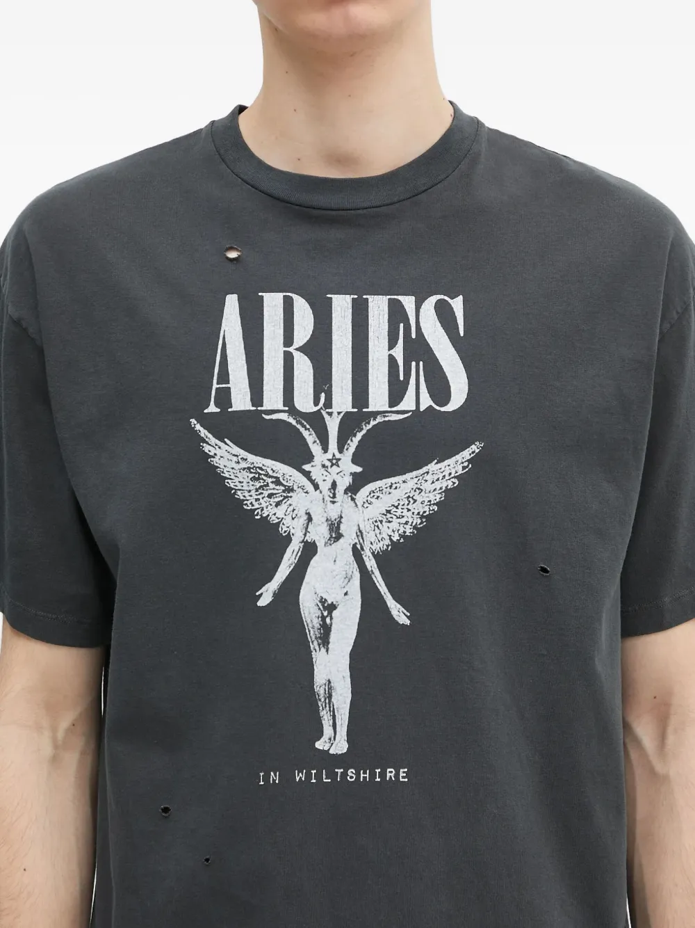 Aries Gerafeld T-shirt met grafische print Zwart
