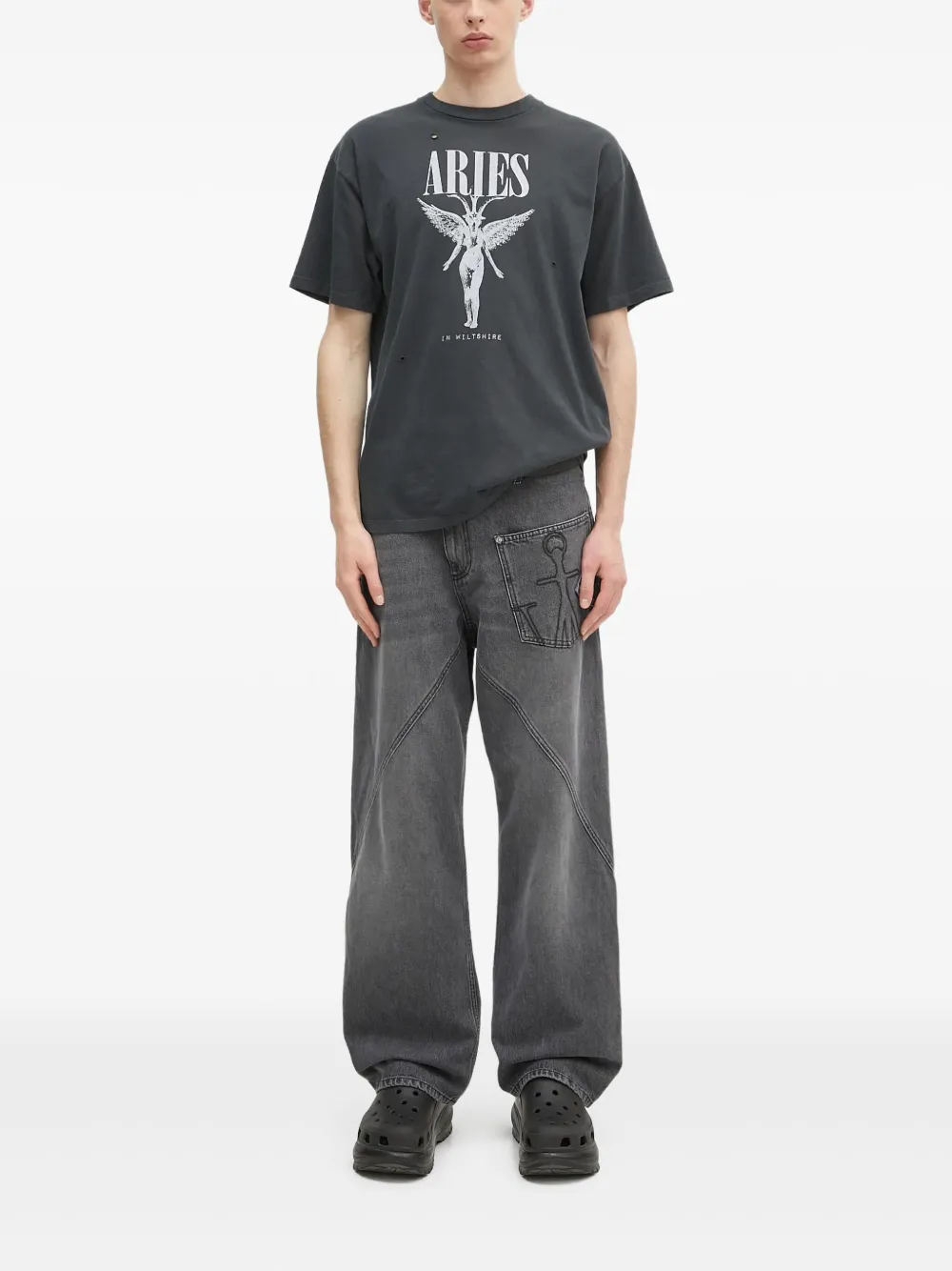 Aries distressed graphic T-shirt | Black | Image 1