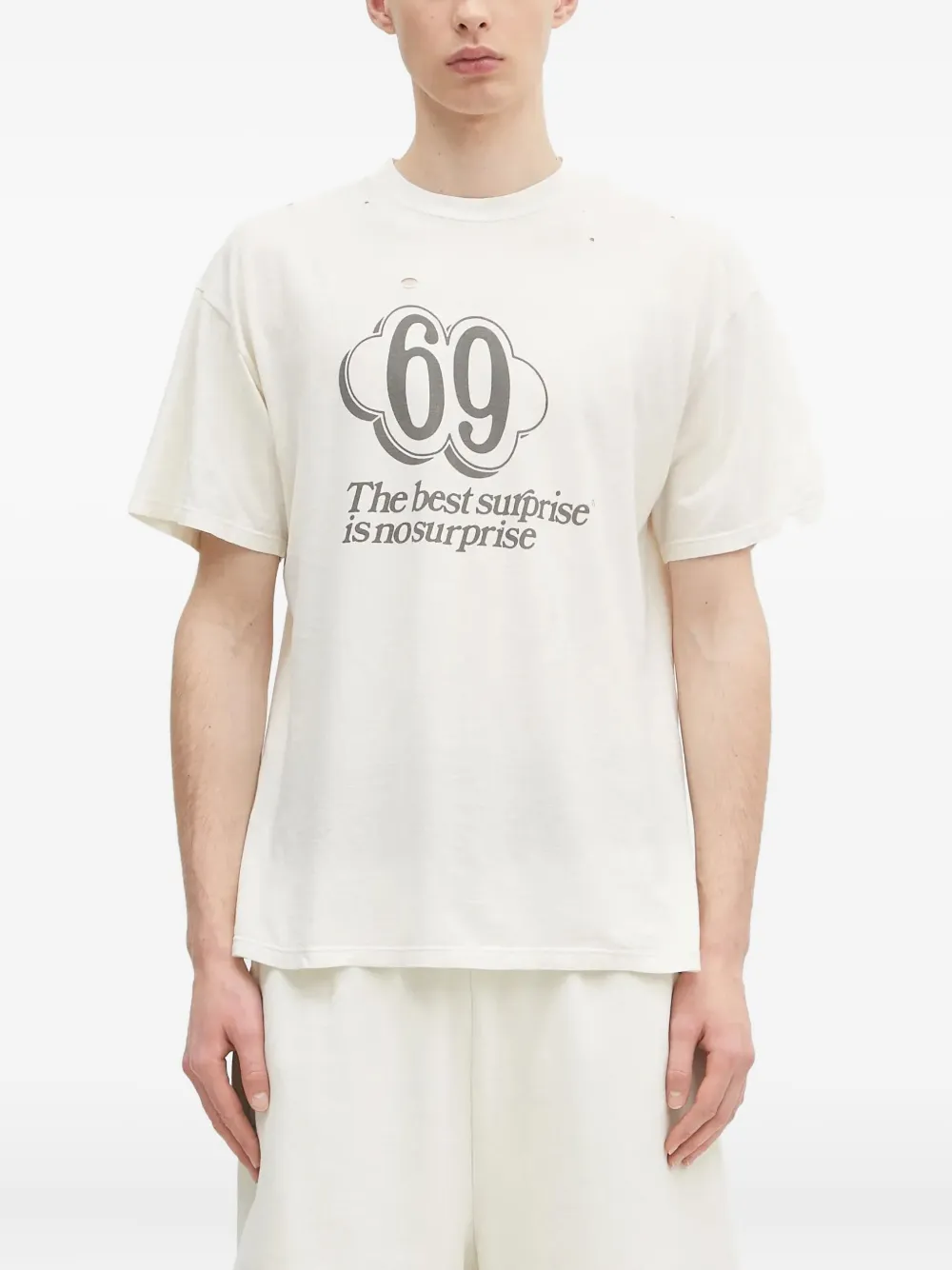 Aries Distressed Print T-shirt In White