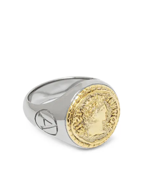 Aries coin-detail signet ring