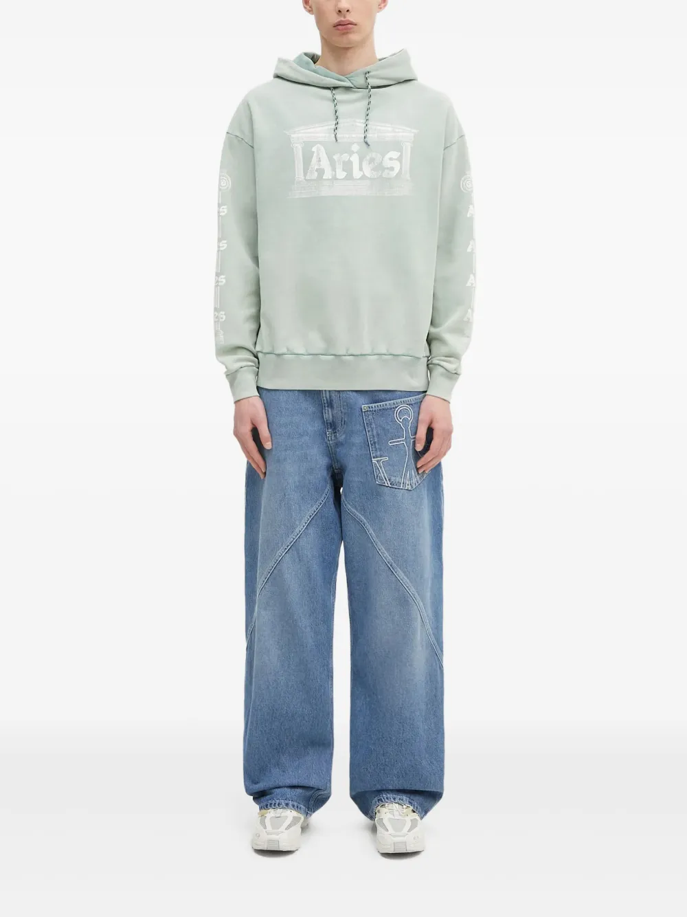 Aries temple-logo hoodie | Green | Image 1