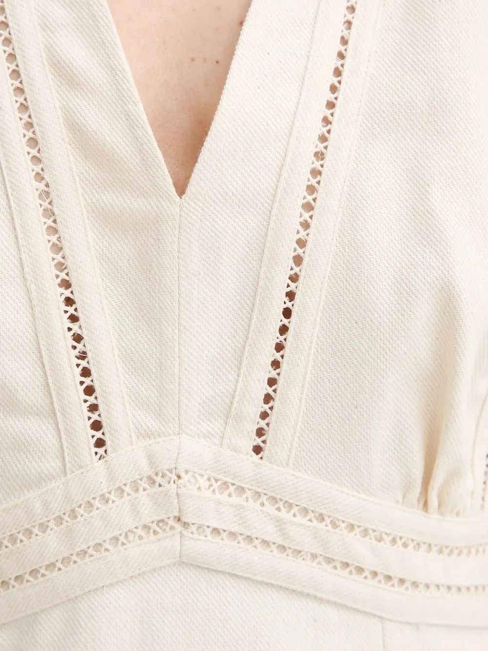 Ba&Sh V-neck eyelet-trimmed mini dress Beige