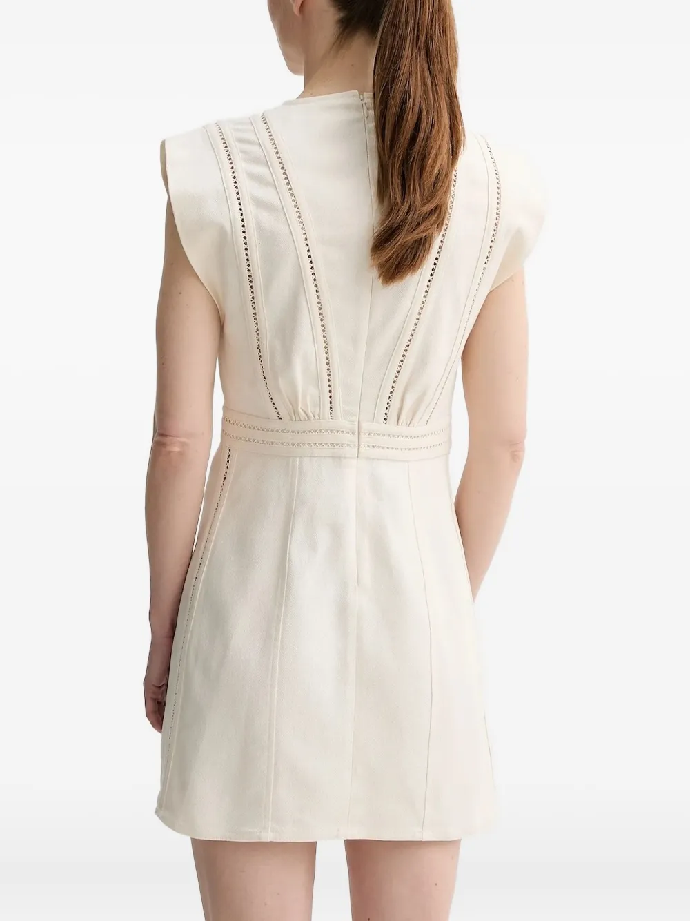 Ba&Sh V-neck eyelet-trimmed mini dress - Beige