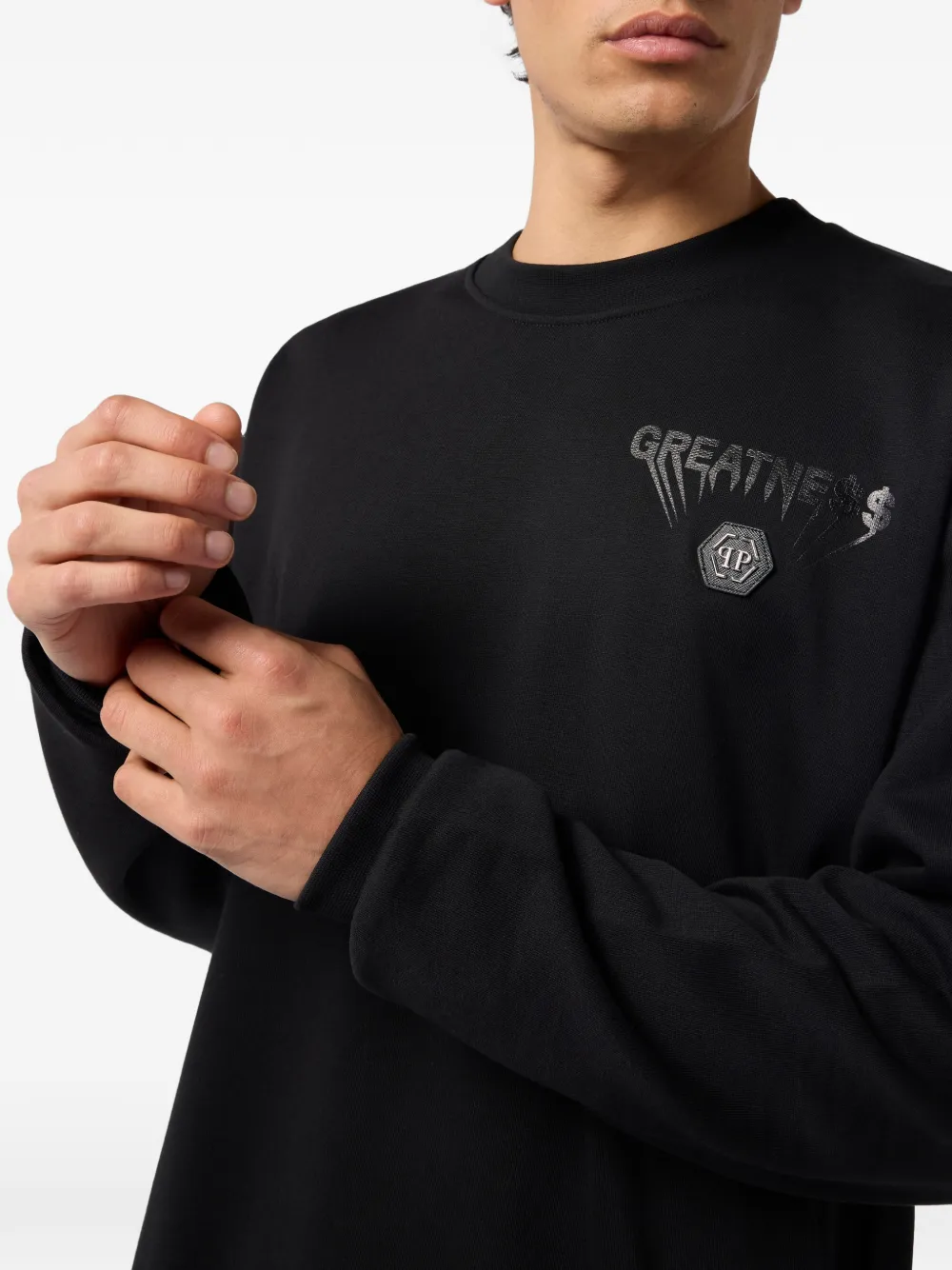 Philipp Plein Sweater met ronde hals en grafische print Zwart