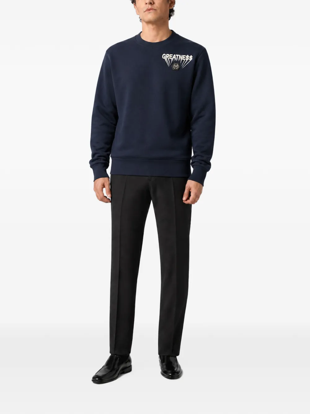 Philipp Plein Greatness fleece sweater met ronde hals Blauw