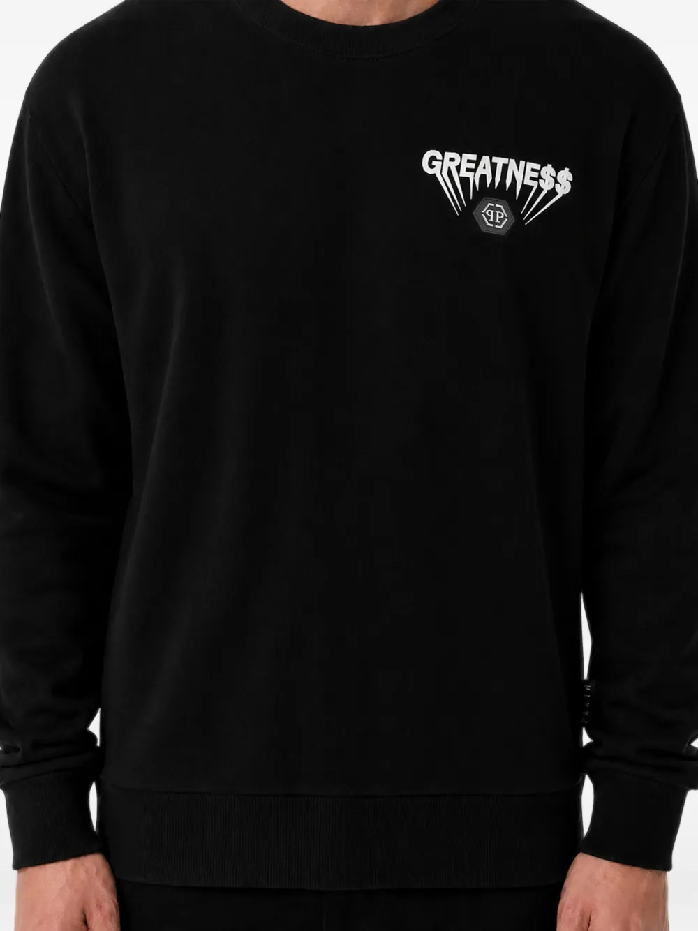 Philipp Plein Greatness fleece sweater met ronde hals Zwart