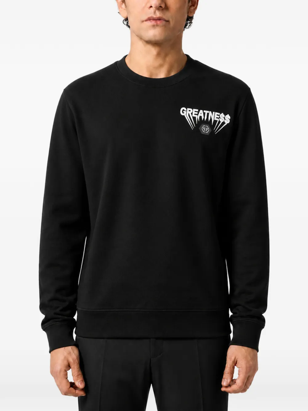 Philipp Plein Greatness fleece sweater met ronde hals Zwart