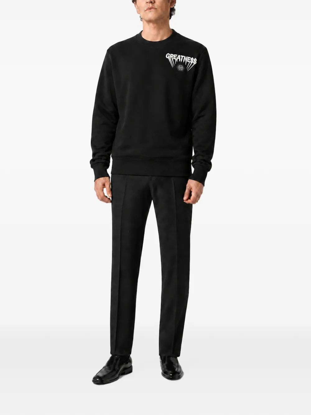 Philipp Plein Greatness fleece sweater met ronde hals Zwart