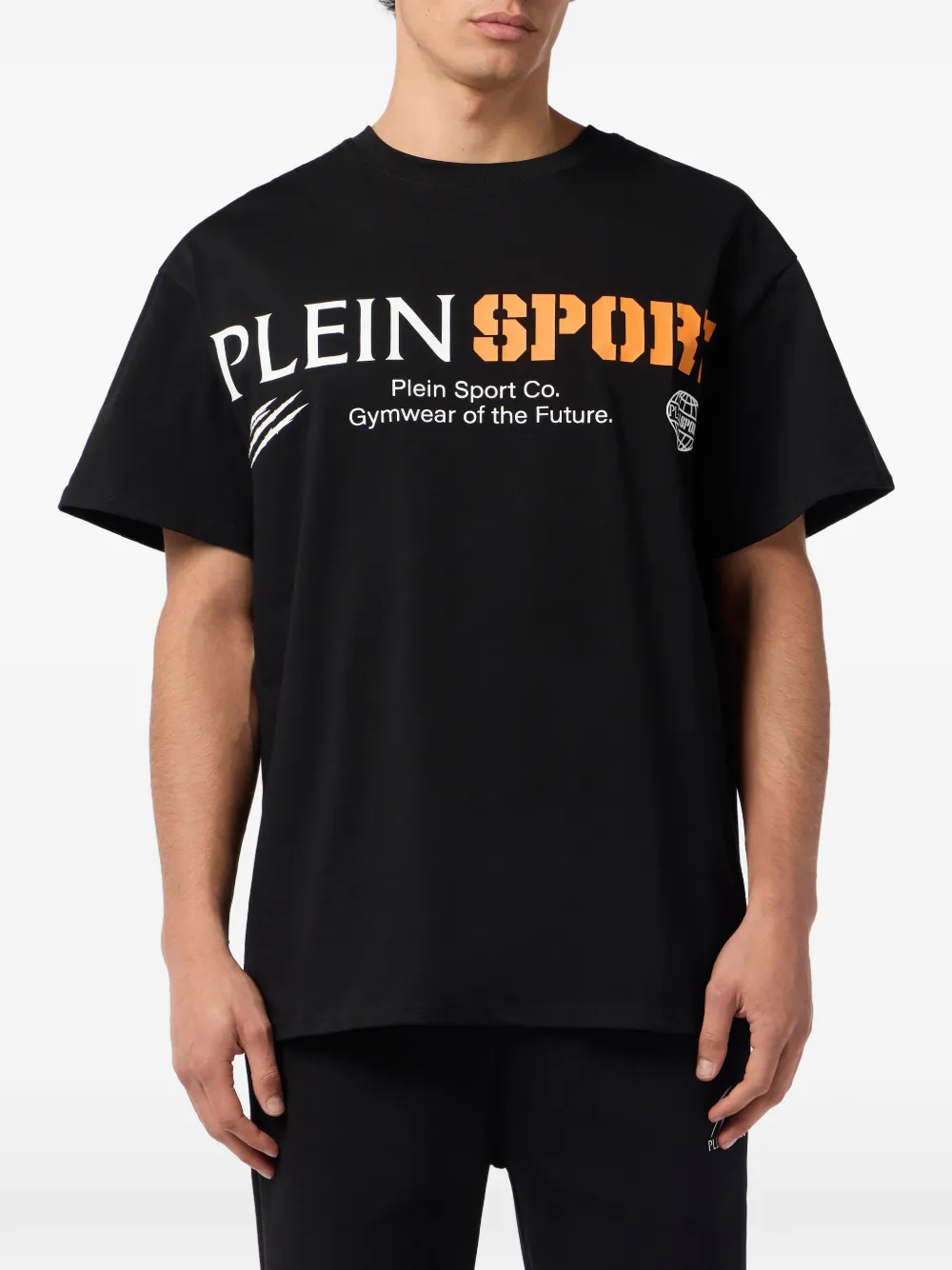 Plein Sport T-shirt met ronde hals en logo Zwart