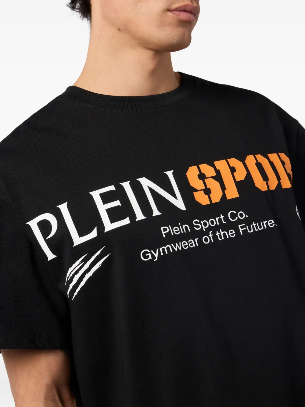 Plein Sport T-shirt met ronde hals en logo Zwart