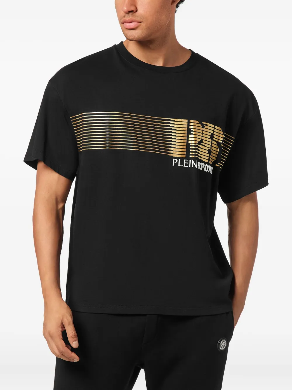 Plein Sport T-shirt met logostreep Zwart