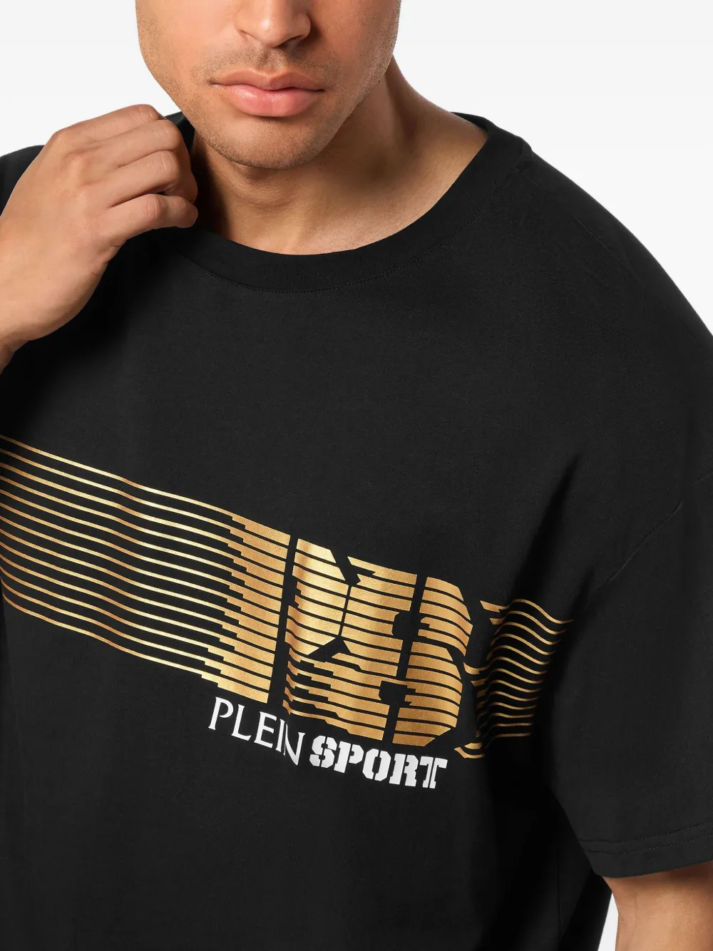 Plein Sport T-shirt met logostreep Zwart