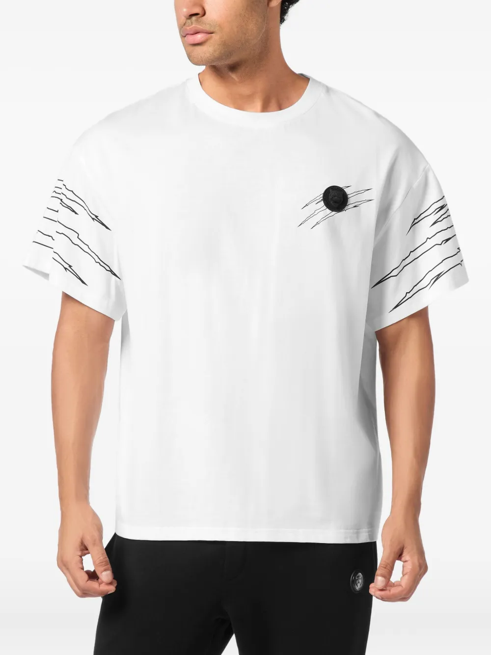Plein Sport T-shirt met ronde hals en krasdetail - Wit