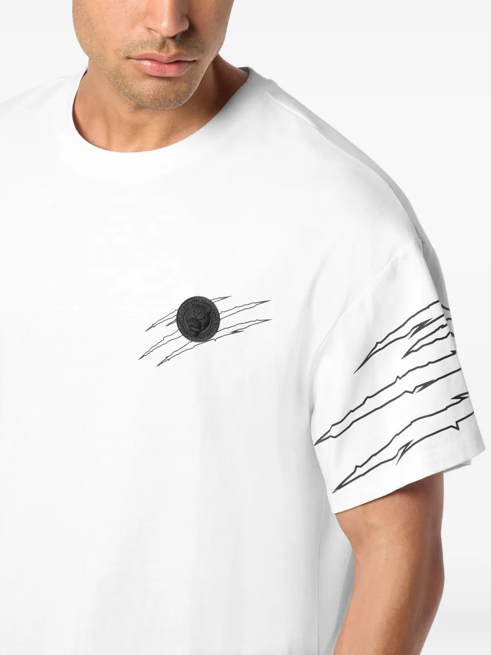 Plein Sport T-shirt met ronde hals en krasdetail Wit