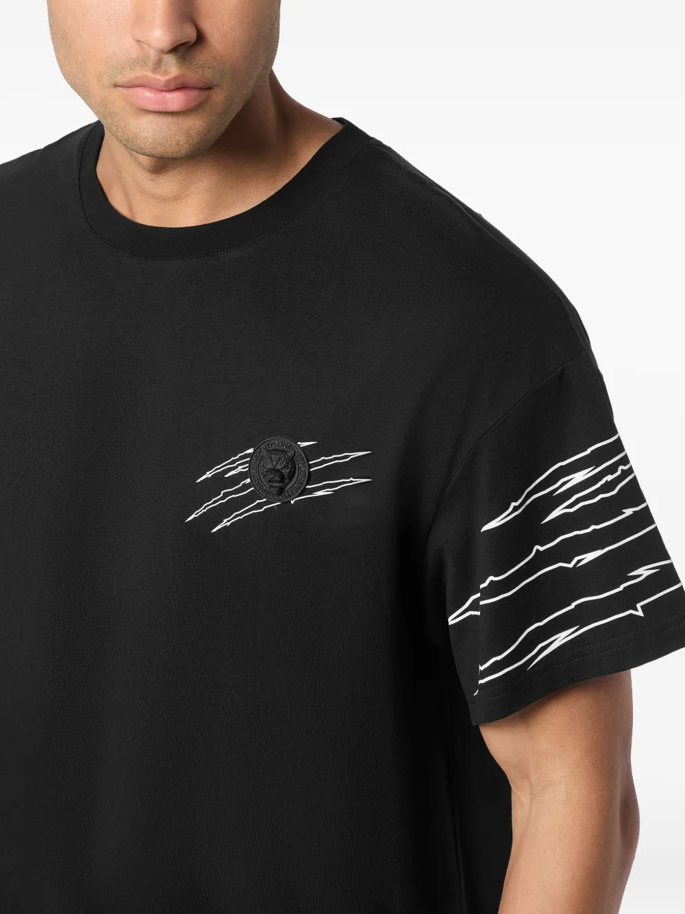 Plein Sport T-shirt met krasdetail Zwart