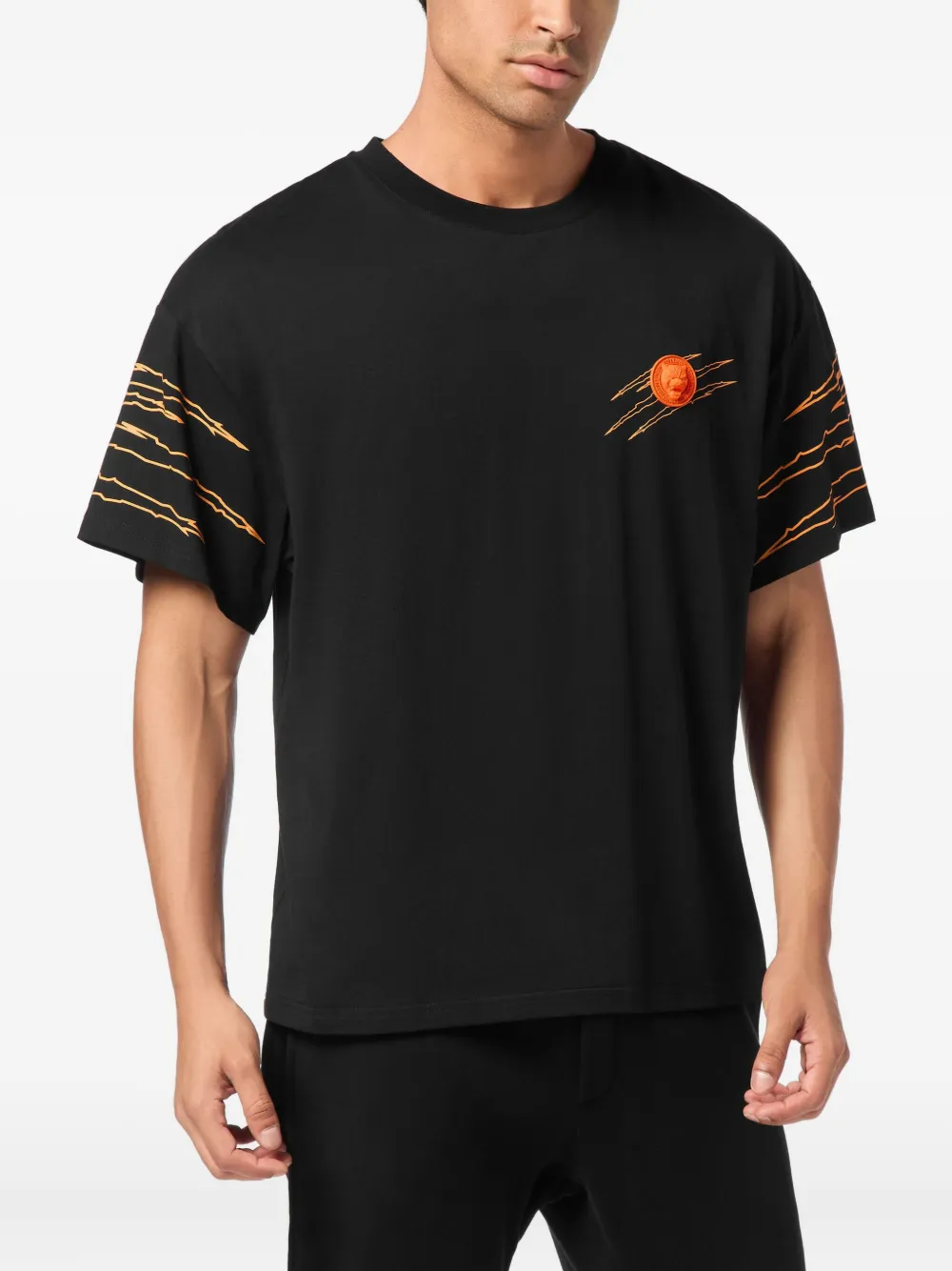 Plein Sport T-shirt met ronde hals en krasdetail - Zwart