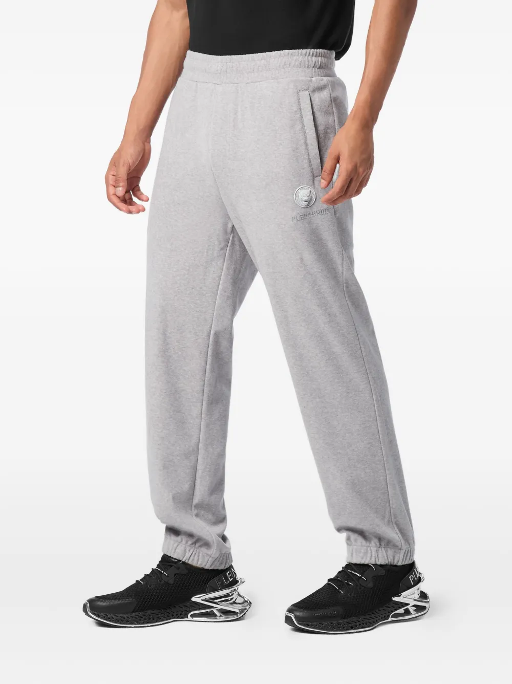 Plein Sport Logo-patch Elasticated-cuff Joggers In Gray