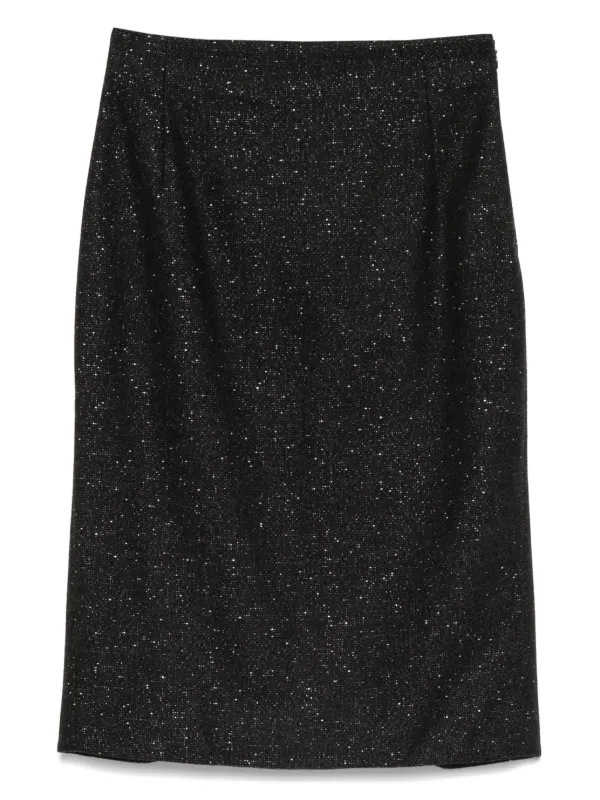 John Galliano Pre-Owned 2000s bow-detail wool-blend Skirt | Black
