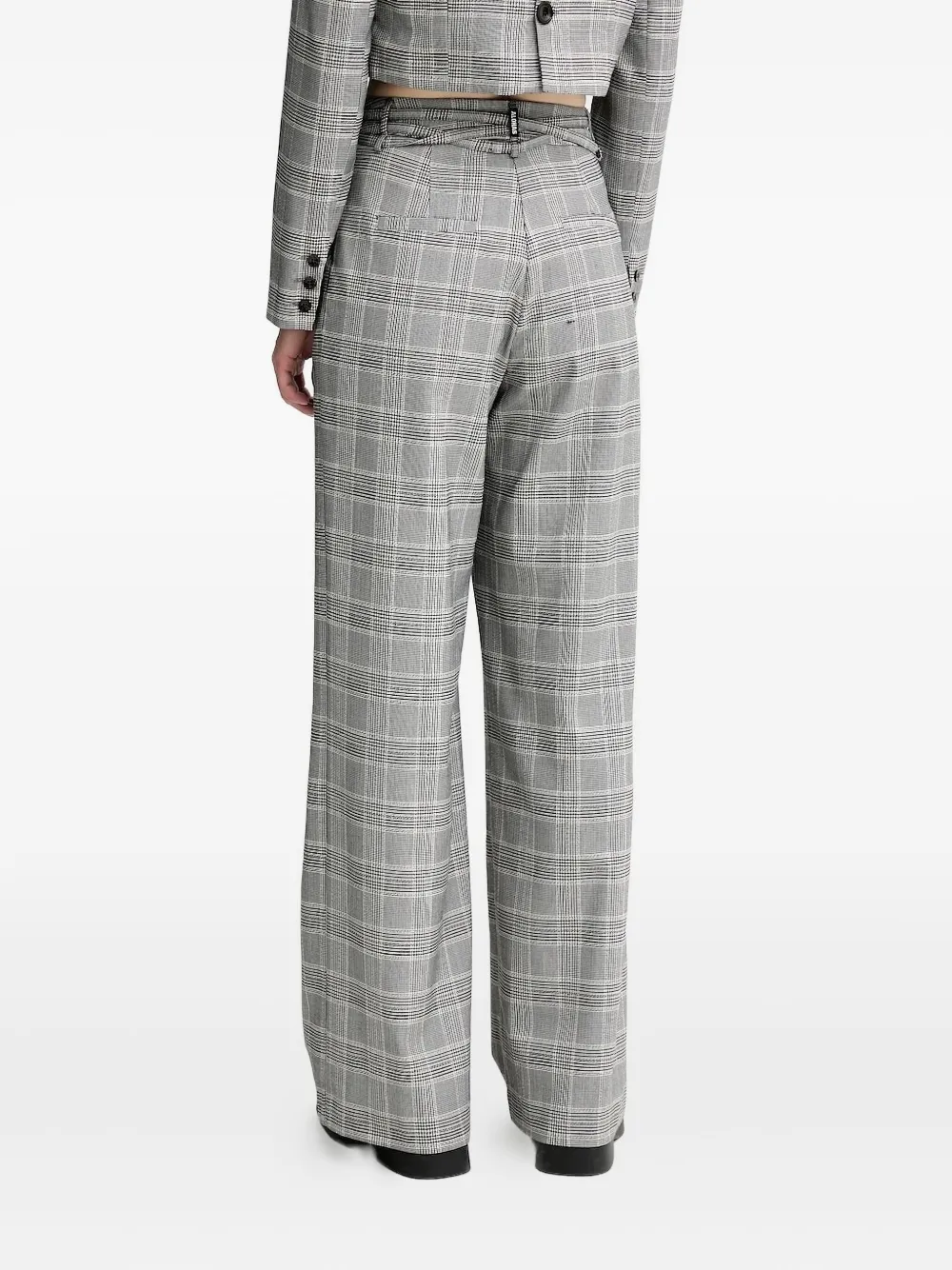 ALOHAS Prince of Wales geruite broek met ceintuur Grijs