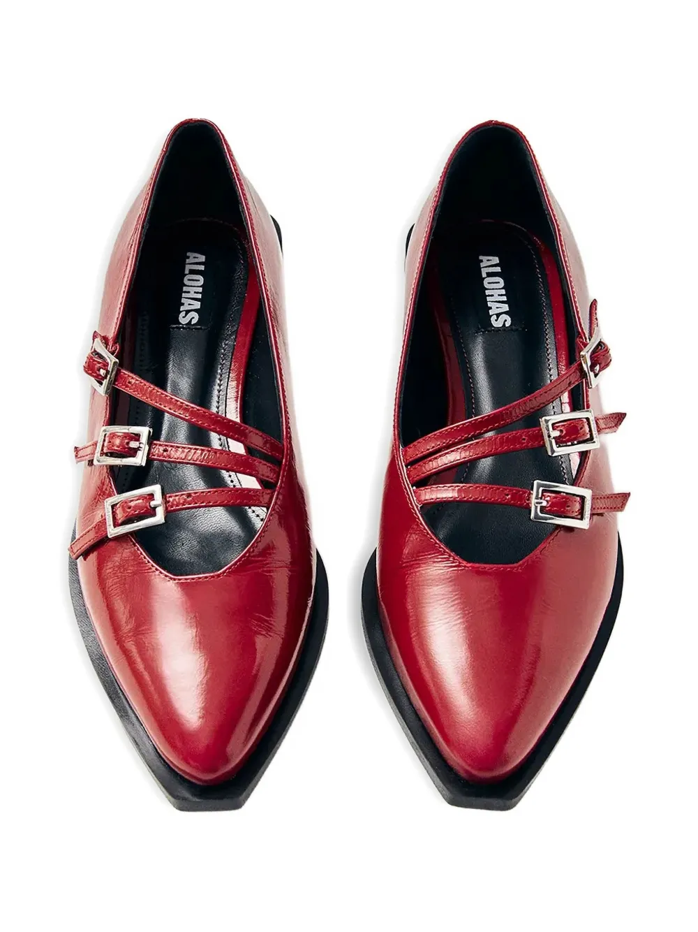 ALOHAS Jive buckle-strap pointed flats Red