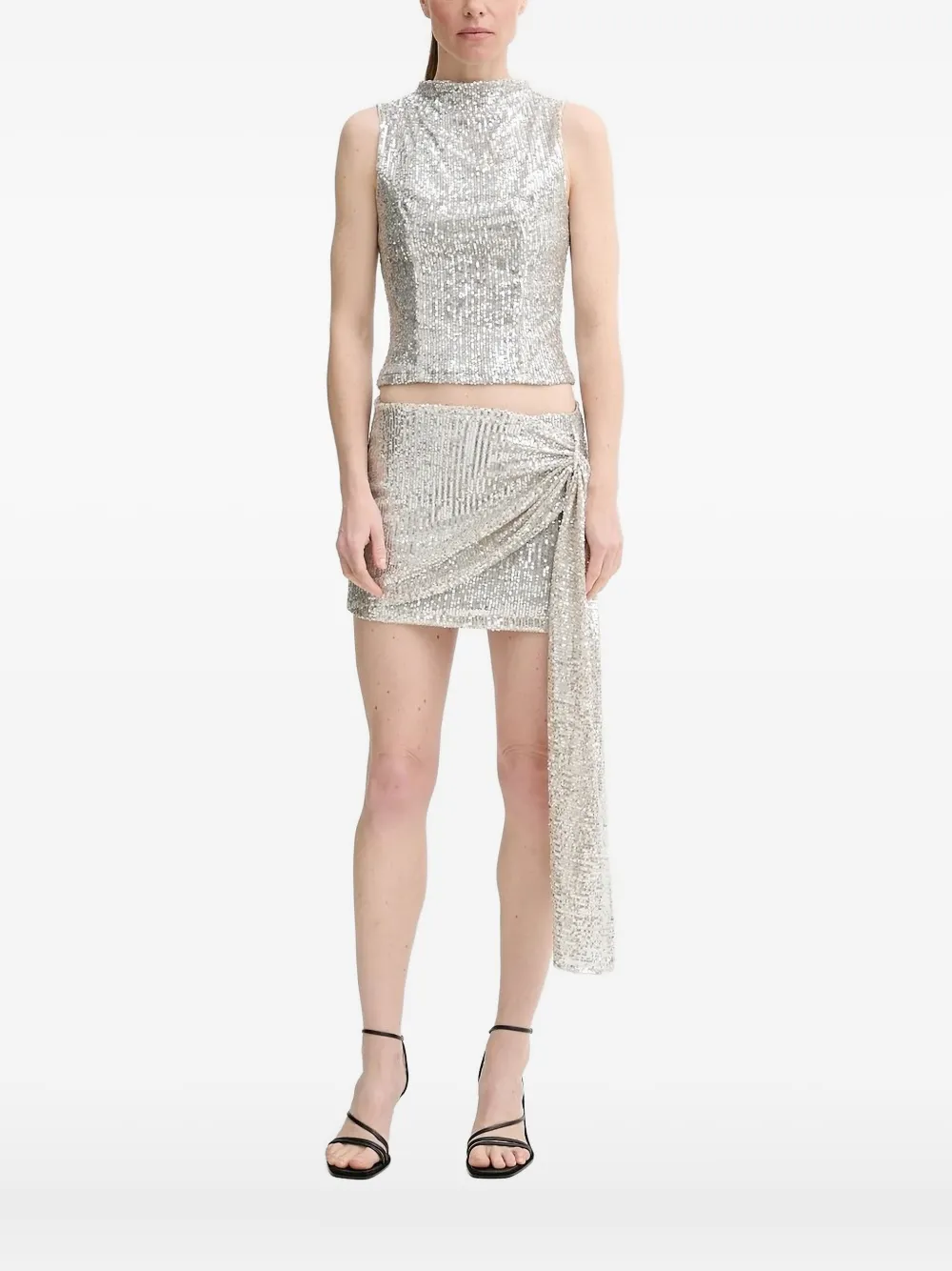 Alohas Sequin High-neck Blouse In Metallic