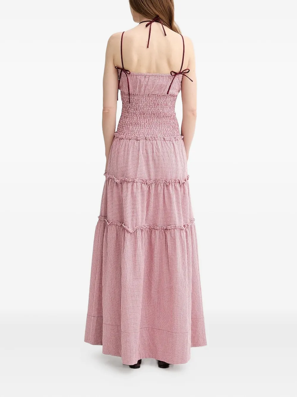 Alohas Gingham Smocked Maxi Dress In Multi