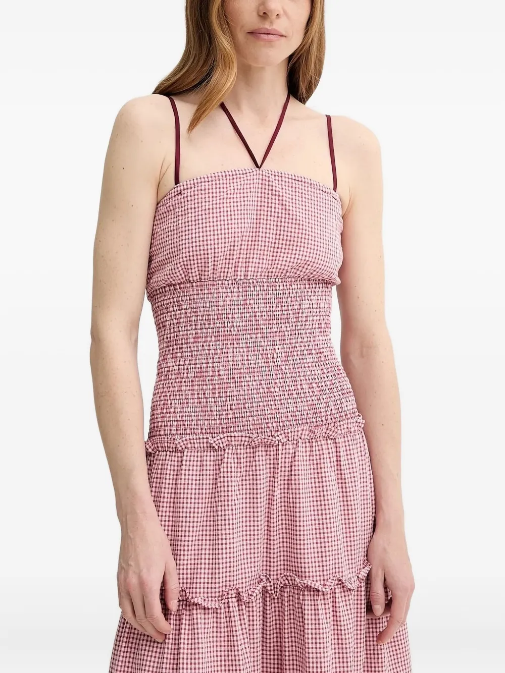 Alohas Gingham Smocked Maxi Dress In Multi